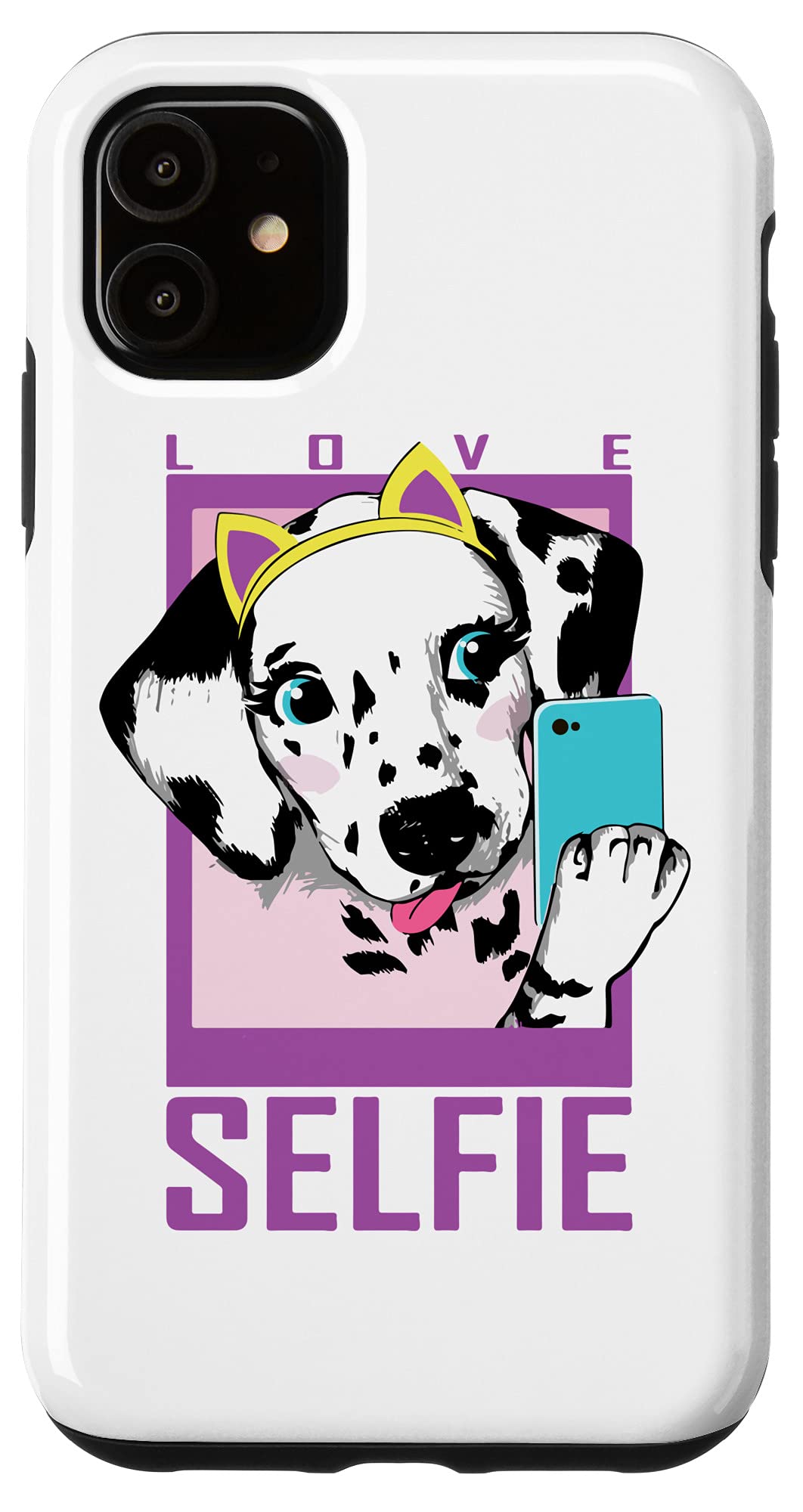 **iPhone 11 Case for Girls - Cute Dalmatian Dog & Cat Ears Design - Trendy Selfie Cover for Kids & Teens - Perfect for School, Parties & Everyday Use**