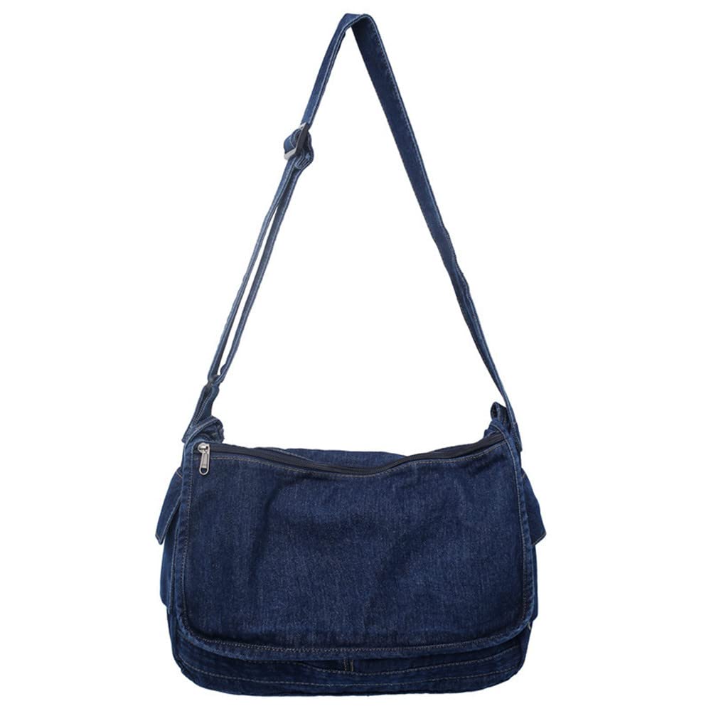 Stylish Women's Denim Messenger Bag - Large Crossbody Shoulder Bag with Multiple Pockets for Travel, Work & Daily Use | Durable Overnight Hobo Bag for Commuters & College Students