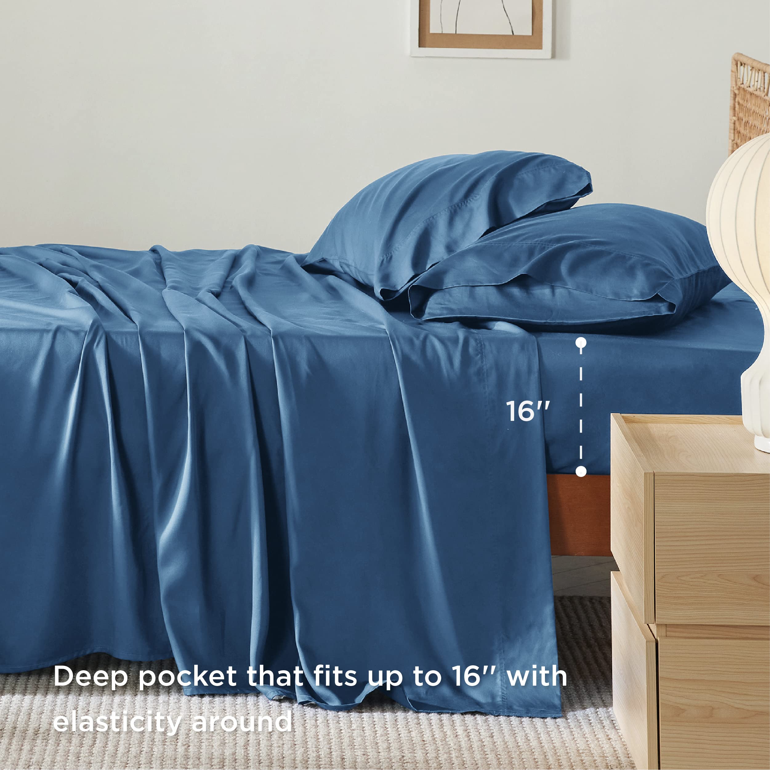 Bedsure Twin XL Cooling Sheet Set - Rayon from Bamboo, Deep Pocket 16