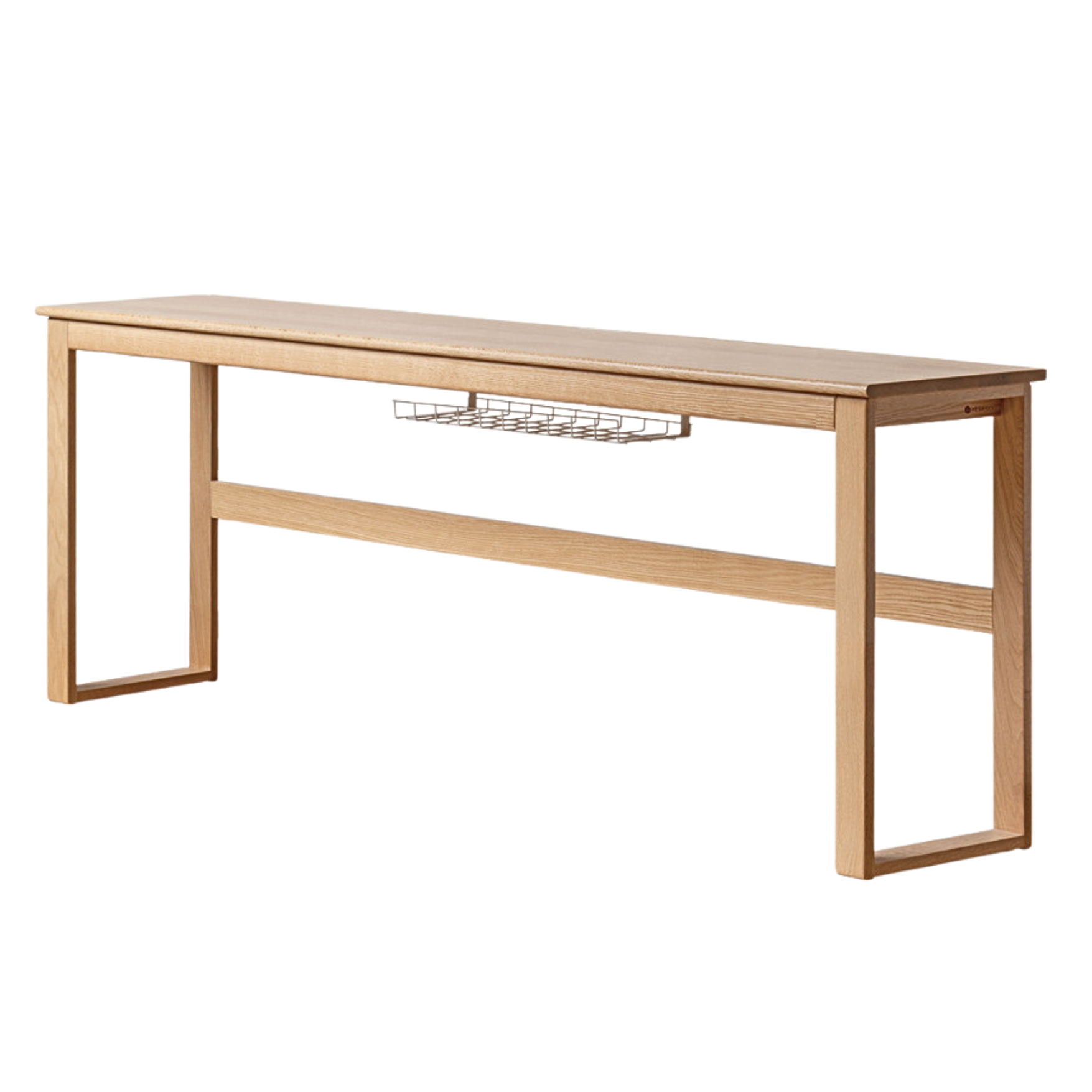 Solid Oak and Poplar Wood Long Narrow Desk - Modern Minimalist Home Office Writing Table for Small Spaces | Perfect for Study, Work, and Laptop Use