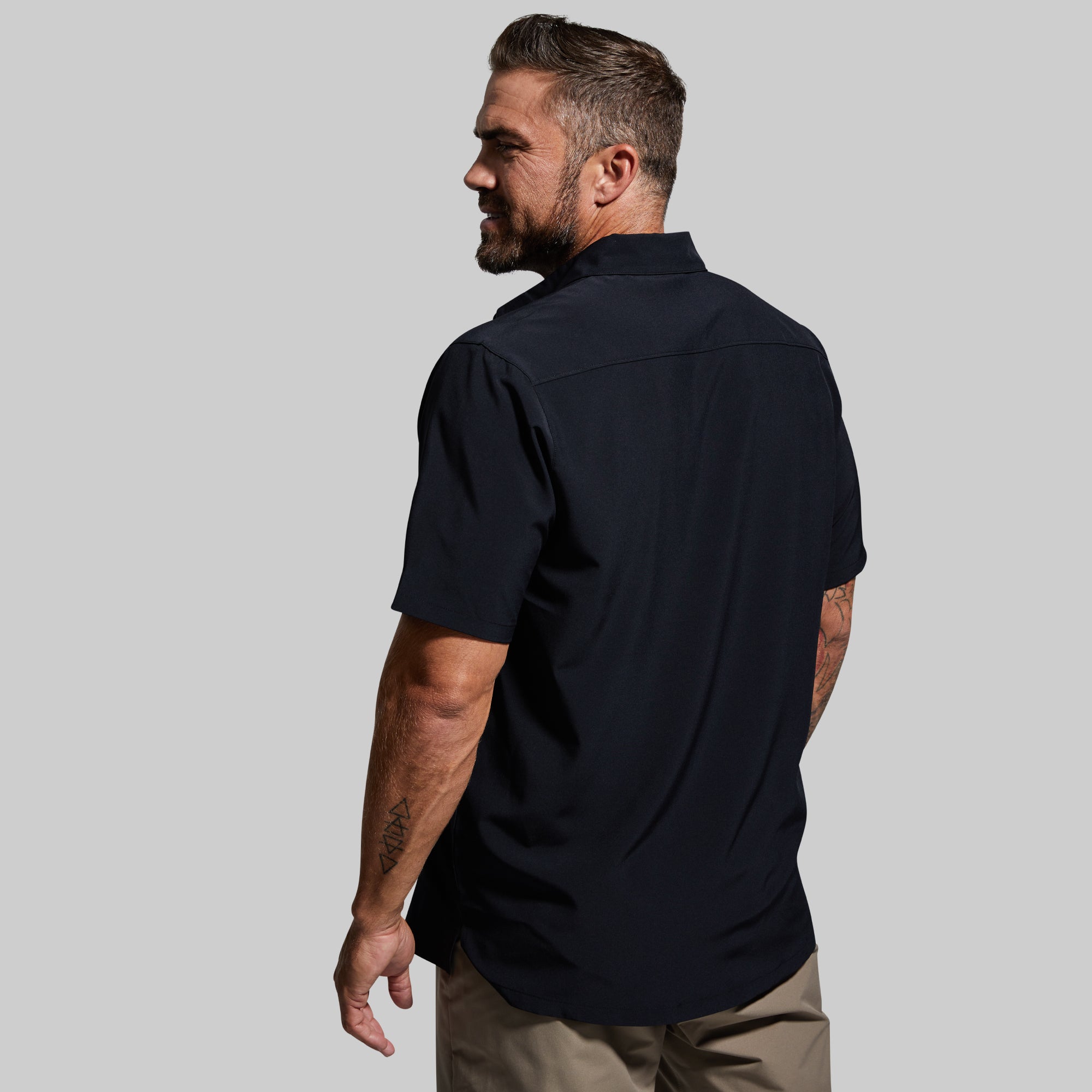 Voyager Men's Button Up Shirt - Classic Black Casual Long Sleeve Shirt for Work, Travel & Outdoor Activities | Breathable Comfort Fit Office & Weekend Wear