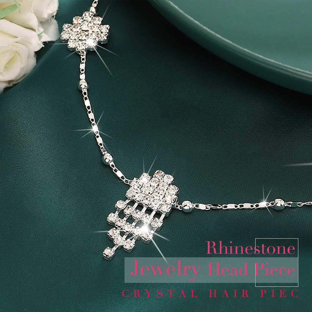 Crystal Headchain Hair Jewelry - Silver Tassel Bohemian Goddess Bridal Hair Accessories for Women | Perfect for Weddings, Festivals & Boho Fashion