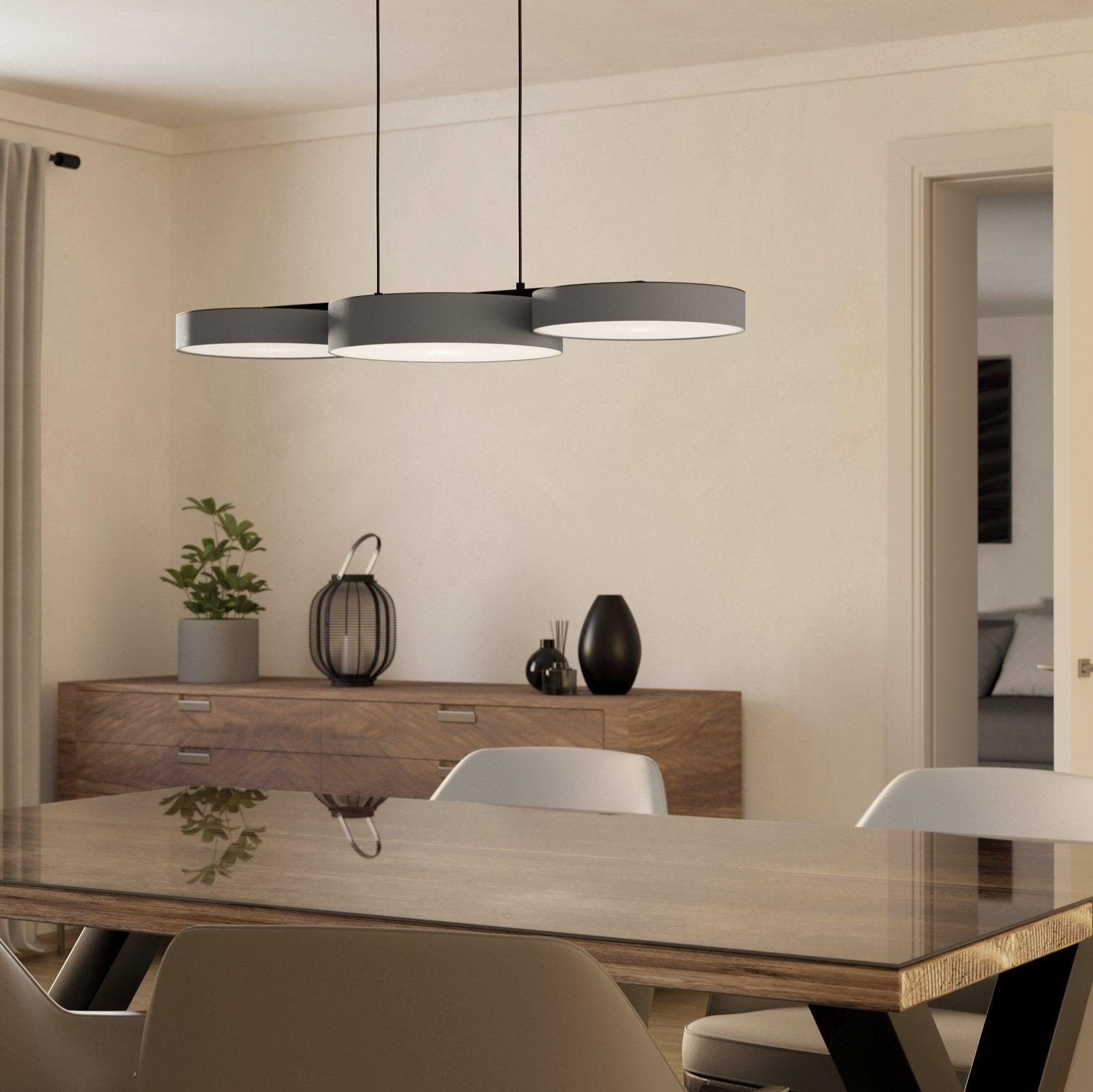 Eglo Connect Barbano Z Smart LED Pendant Light - 3 Shade Grey Fabric Design, Dimmable & Voice Control Compatible with Alexa & Google Home - Perfect for Kitchen Island, Dining Room & Living Room Lighting