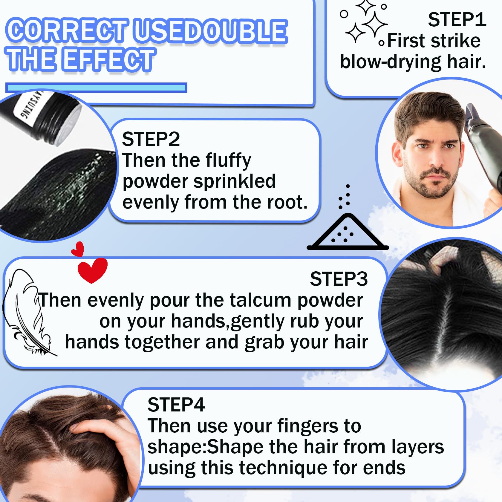 Men's Hair Styling Powder - Volumizing & Texturizing Powder for Fluffy Hairstyles - 8g Hair Texture Powder for Natural Volume & Grip - Perfect for Daily Styling, Special Occasions & Professional Looks