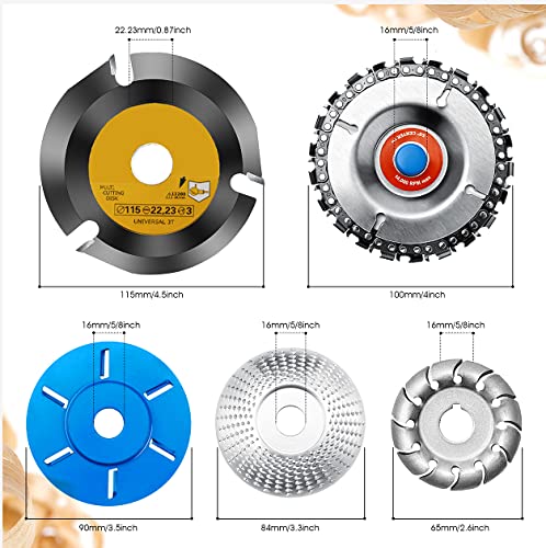 5 Pack Wood Carving Grinding Wheels - 12 & 6 Tooth, 4.5