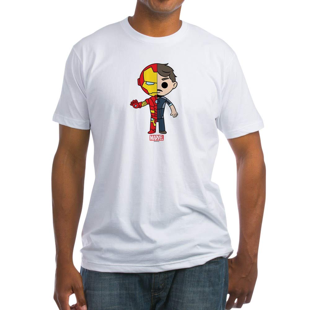 Iron Man Half and Half Fitted T-Shirt for Men - Marvel Superhero Graphic Tee - Perfect for Cosplay, Comic Con & Casual Wear