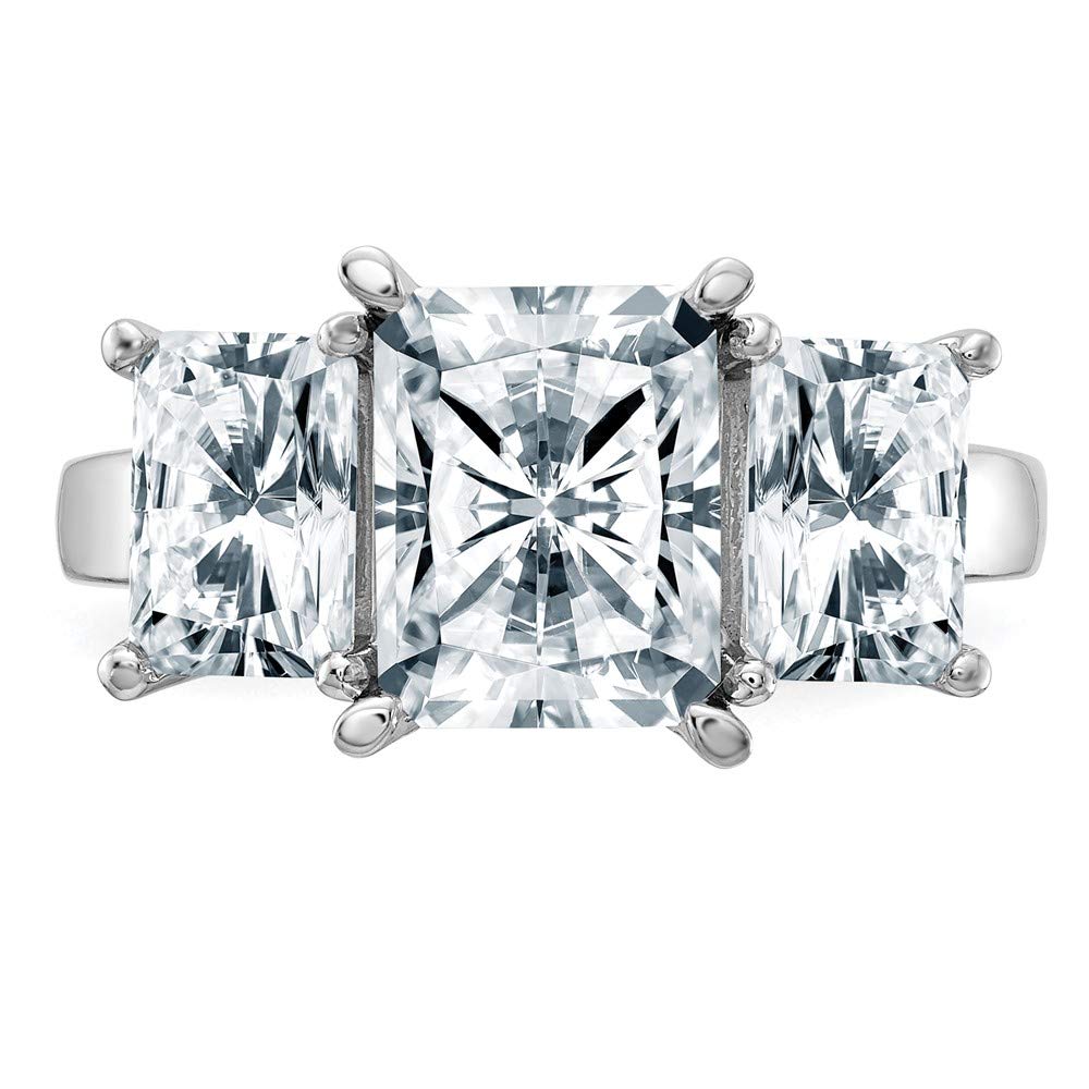 14K White Gold Octagon Radiant 3-Stone Engagement Ring for Wedding Proposals