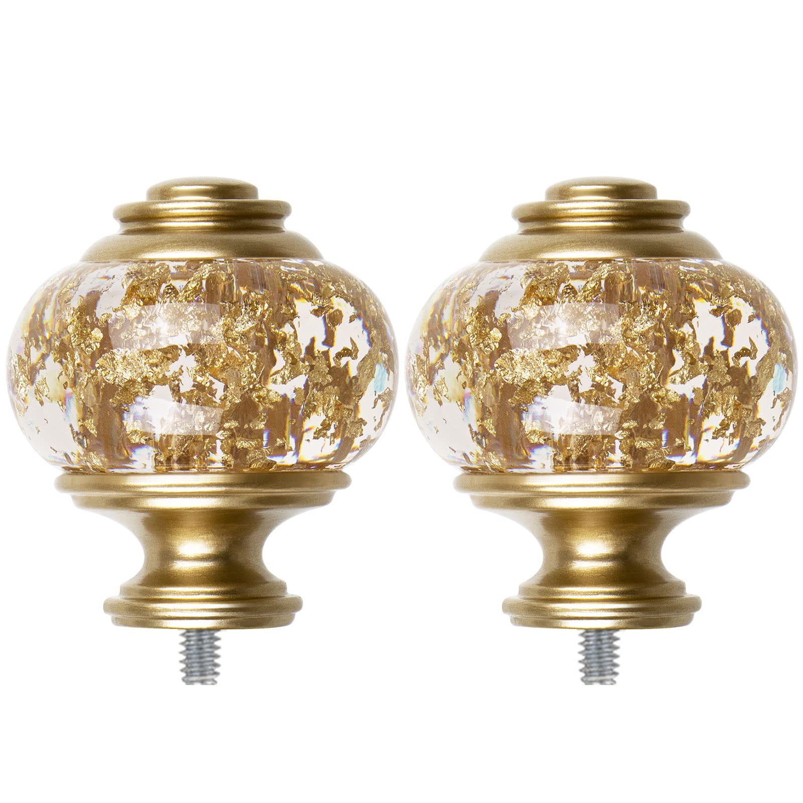 2 Pack Gold Foil Embedded Translucent Finials for 1