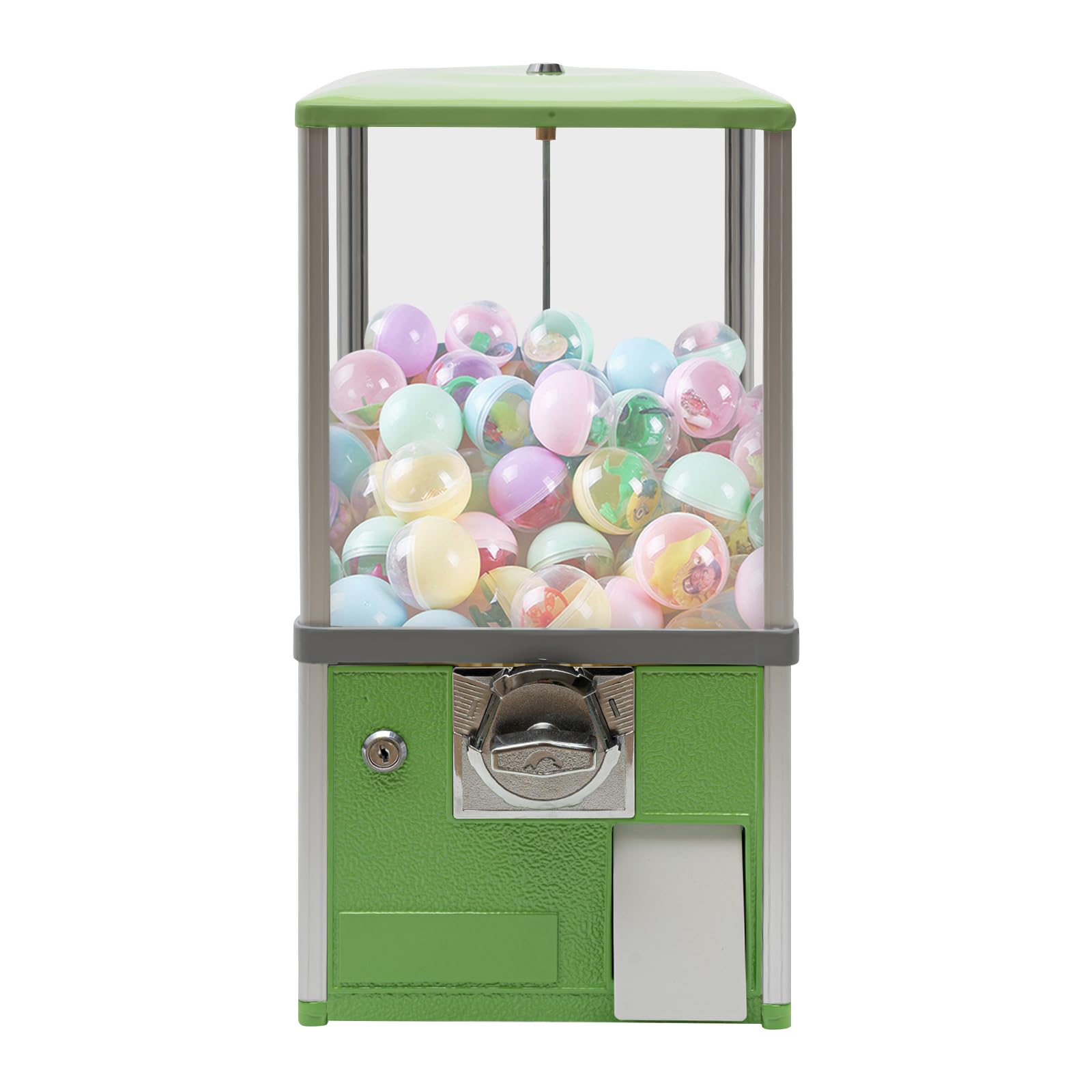 25 Cent Coin Operated Toy Capsule Vending Machine - 1.77-1.97 Inch Commercial Gumball & Candy Dispenser for Retail Stores, Arcades & Parties (Green) - Perfect for Kids Entertainment, Birthday Events & Small Business Use