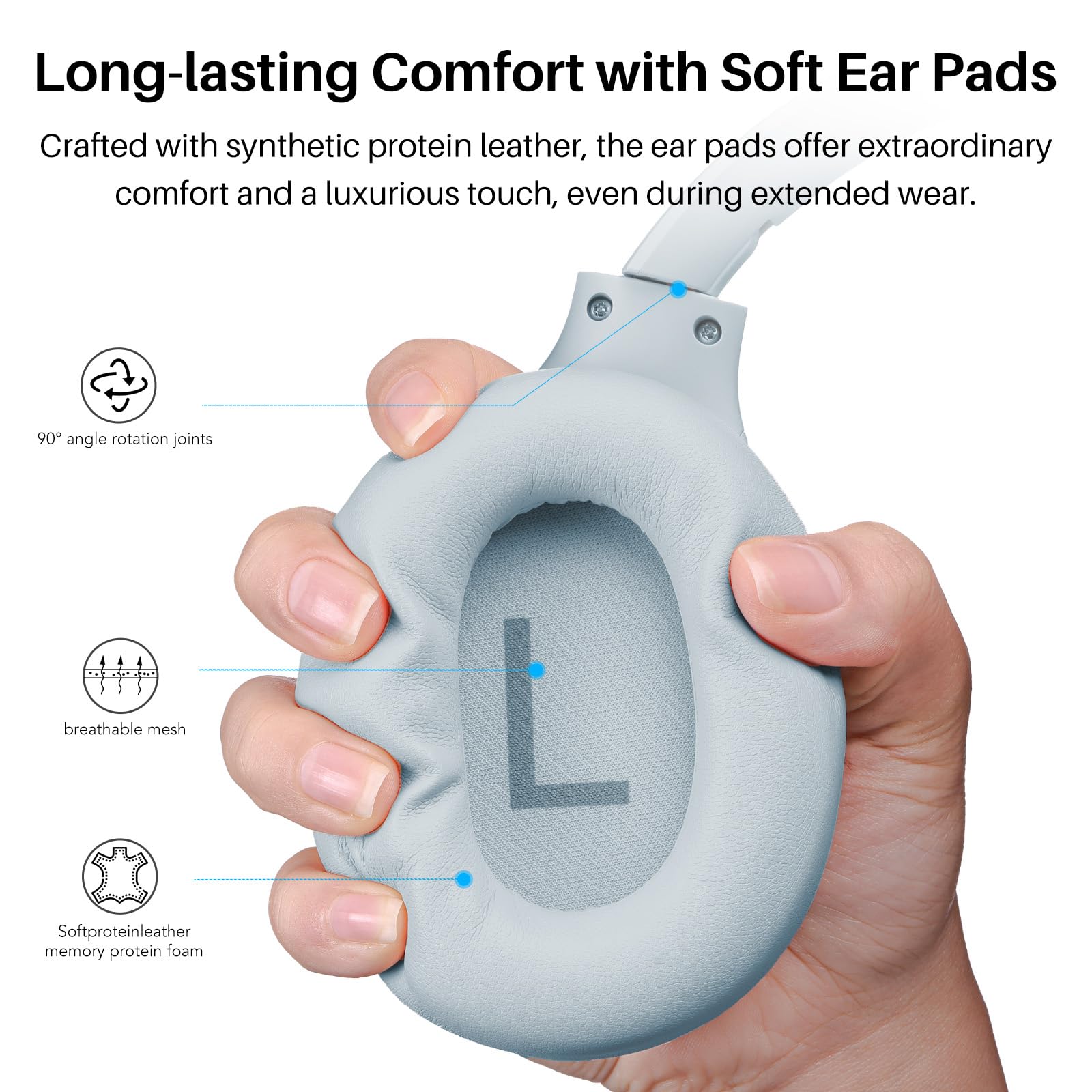 TOZO HT2 Hybrid Active Noise Cancelling Wireless Headphones - 60H Playtime, Hi-Res Audio, Deep Bass, Foldable & Lightweight Over-Ear Bluetooth Headphones for Workout, Travel & Office Use