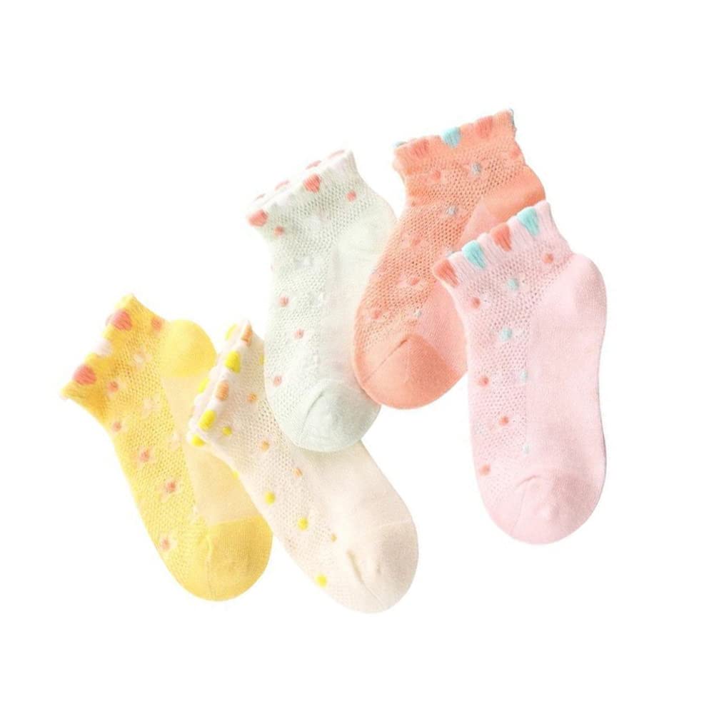Bestoyard 5 Pairs Kids Cotton Socks - Breathable Mesh Ankle Socks with Cute Cartoon Prints for Boys & Girls - Perfect for School, Sports and Daily Wear