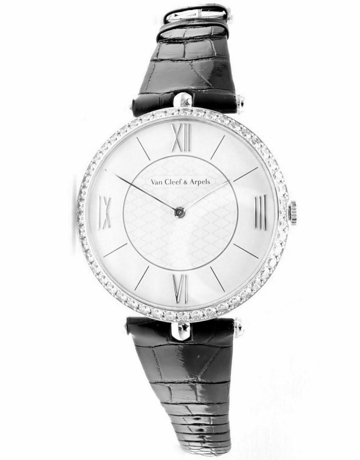 Authentic Van Cleef & Arpels Pierre Arpels 18K White Gold Diamond 42mm Luxury Watch for Men - Perfect for Formal Events & Business Occasions