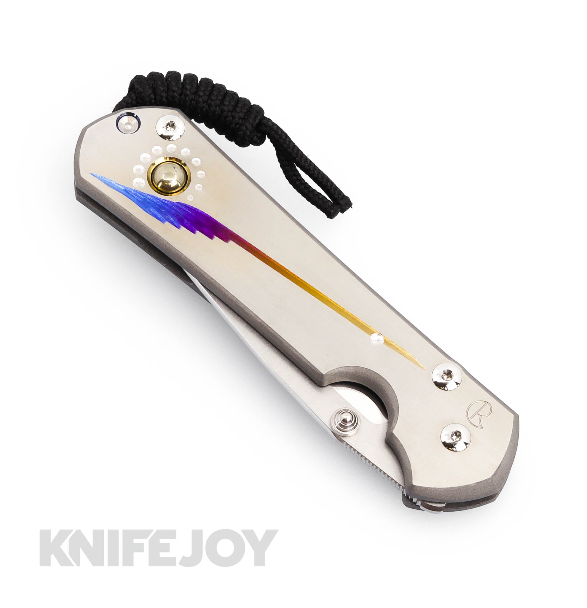 Chris Reeve Knives Large Sebenza 31 Left Handed Folding Knife - MagnaCut Drop Point Blade, Sandblasted Unique Graphic Cabochon & Pyrite Handle - Perfect for EDC, Camping, Hunting and Outdoor Adventures