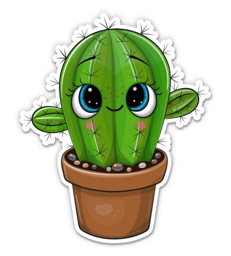 Cactus Cutie - Waterproof Vinyl Sticker Decal for Laptops, Water Bottles & Car Windows - Cute Succulent Plant Design