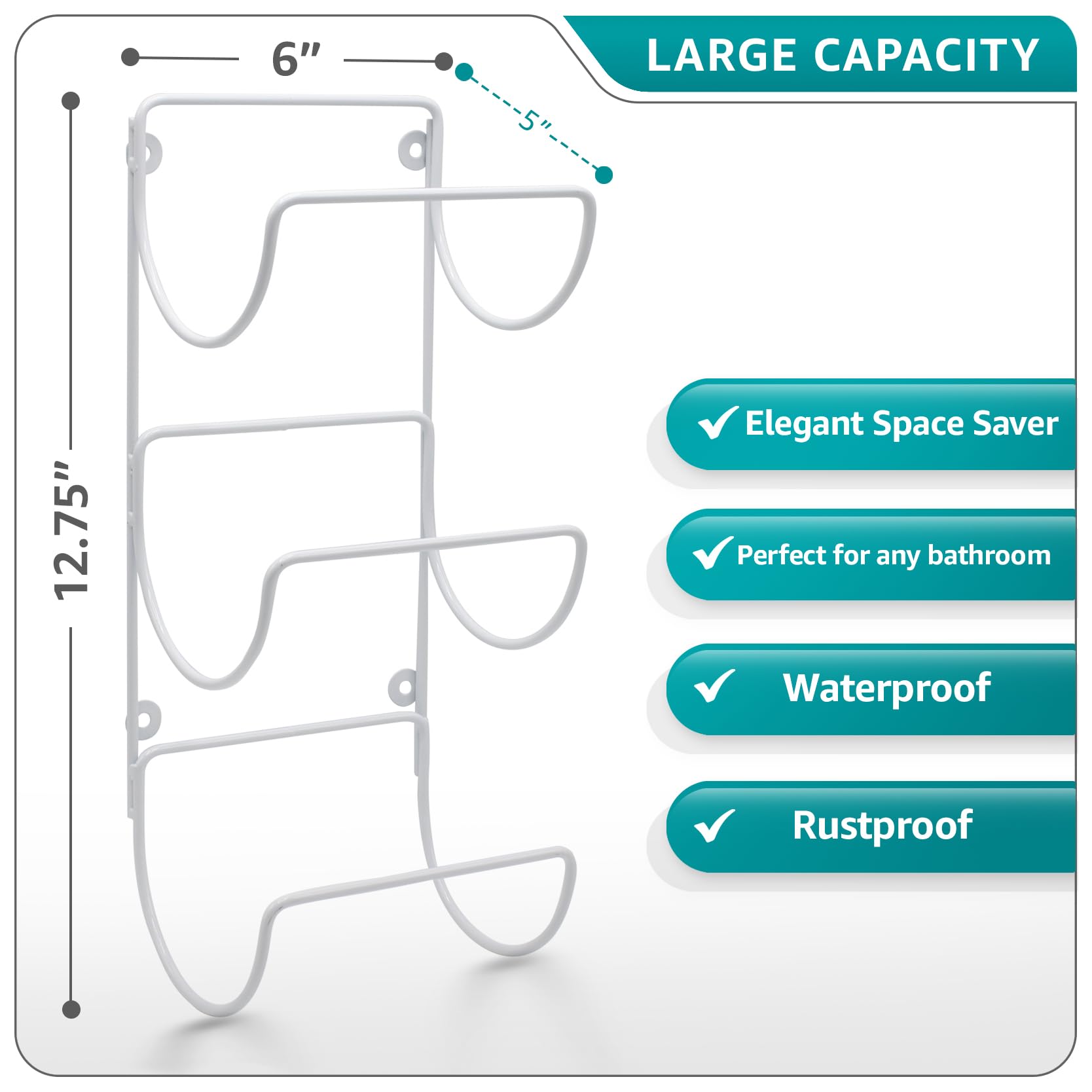 Sorbus 6-Tier Wall Mounted Towel Rack - Space Saving Bathroom Organizer for Rolled Towels, Washcloths & Linens - White Hanging Shelf for Bathroom, Spa, Salon - Perfect for Small Spaces & Luxury Bathroom Decor