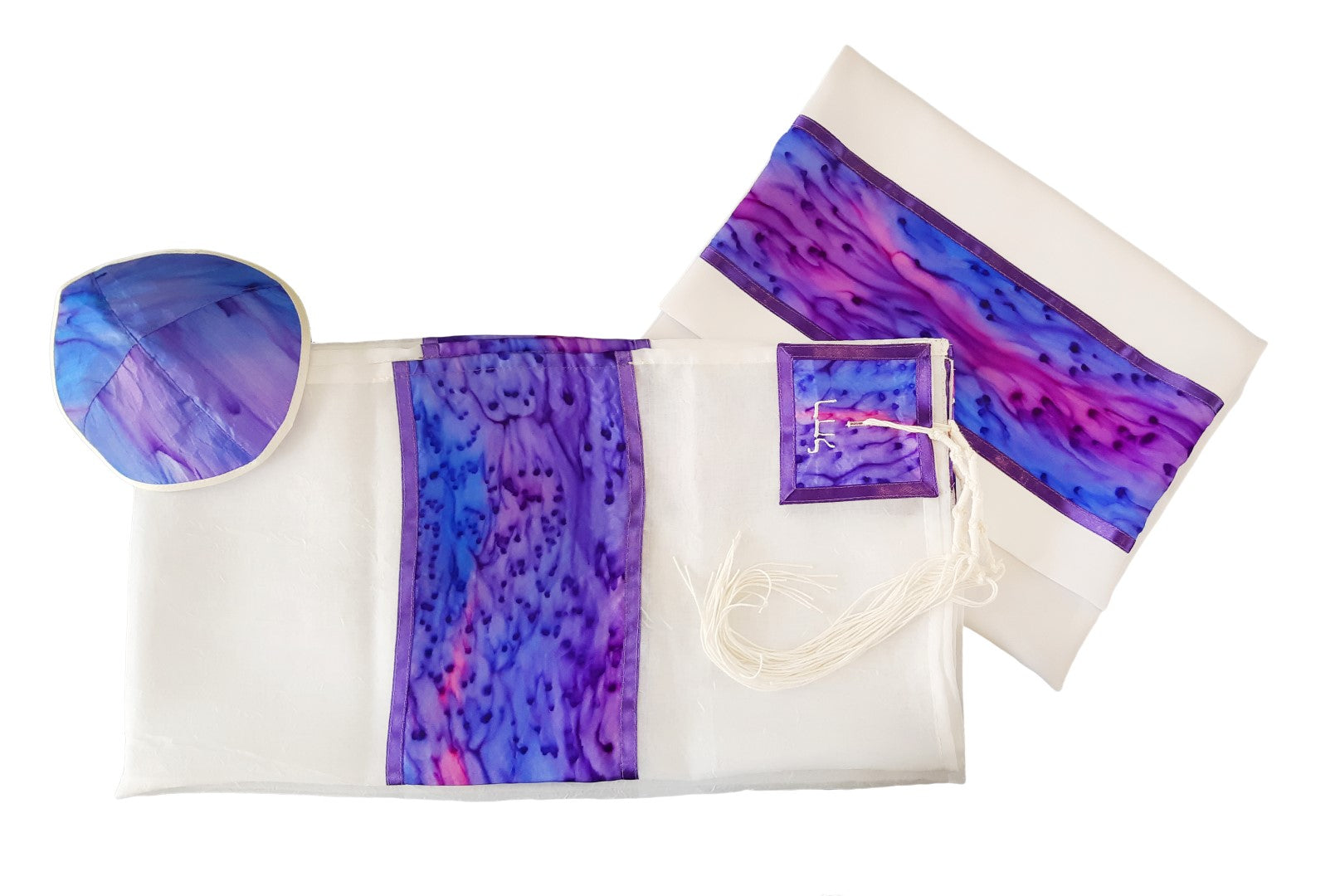 Four Mothers Purple Silk Blend Bat Mitzvah Tallit - Women's Tzitzit Prayer Shawl for Jewish Ceremonies & Daily Worship | Perfect for Synagogue, Shabbat & Special Occasions