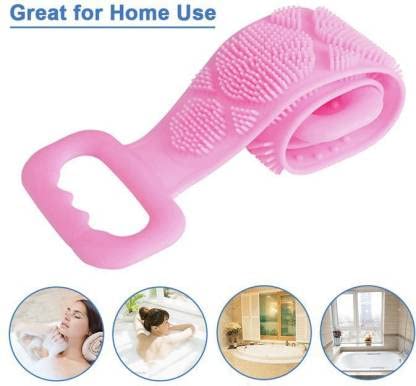 KREYA ENTERPRISE Soft Exfoliating Bath Body Brush for Men & Women - Gentle Skin Cleansing & Massage Brush with Long Handle (Multicolor) - Perfect for Shower, Spa & Dry Brushing at Home