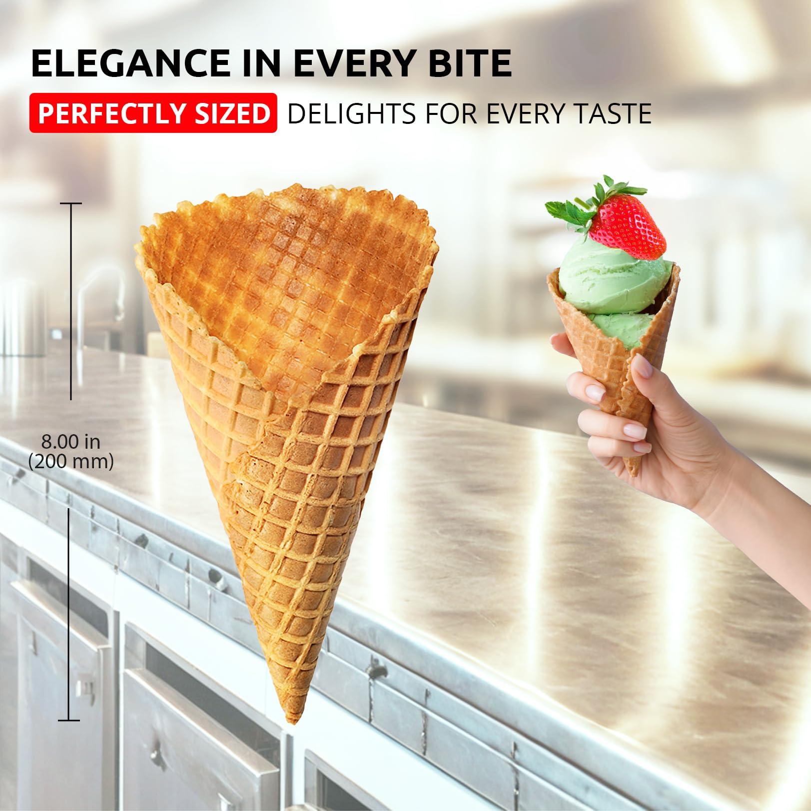 ALDKitchen Stainless Steel Waffle Cone Maker - 1-Head Electric Ice Cream Cone Iron for Homemade Desserts | Perfect for Parties, Ice Cream Shops & Home Baking