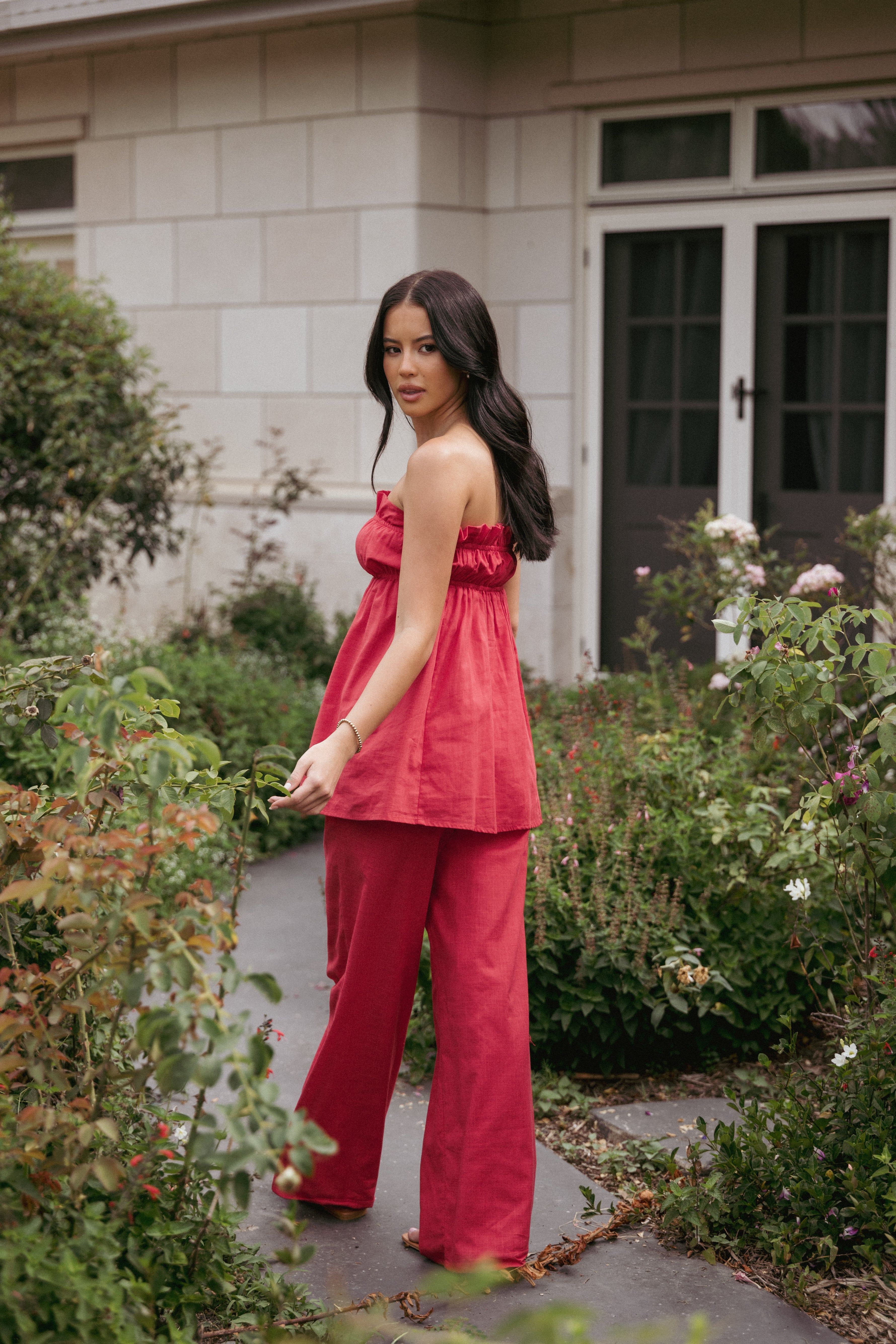 Ember Cotton Pants for Women - Soft & Comfortable High Waist Lounge Pants in Red - Perfect for Yoga, Sleeping, and Relaxing at Home