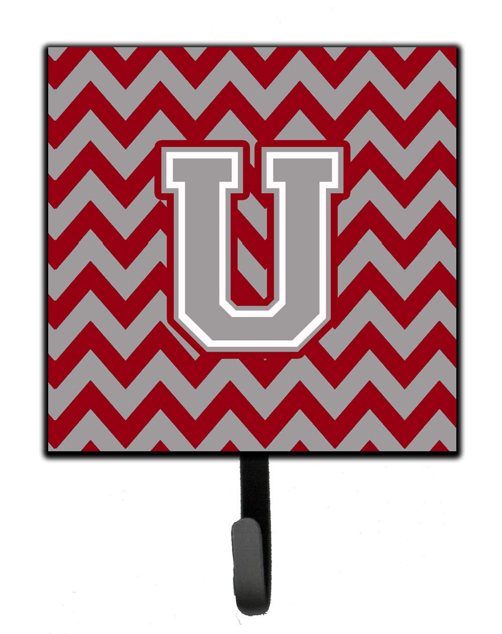 Caroline's Treasures CJ1043-USH4 Letter U Chevron Crimson & Grey Wall Hook - Key Holder, Coat Rack, Leash Hanger for Entryway, Kitchen & Bathroom Organization
