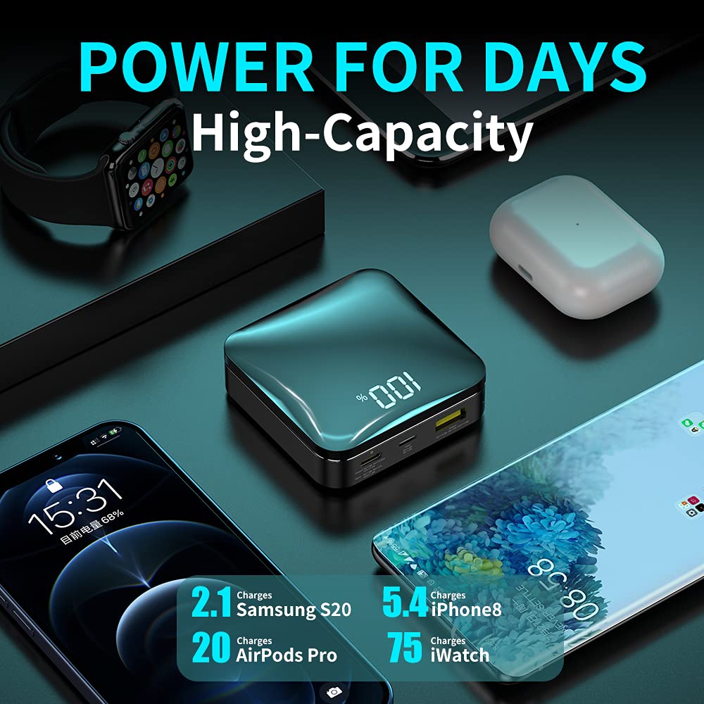 T-CORE 10000mAh USB C Portable Charger - 22.5W Fast Charging Power Bank, Ultra Compact & Lightweight External Battery for iPhone 15/14/13/12/11 Pro Max, Samsung Galaxy S22/S21/S20 - Perfect for Travel, Camping & Emergency Power Backup
