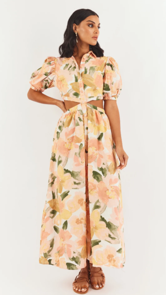 Kylo Midi Dress - Floral Print Summer Dress for Women | Mallorca Style | Perfect for Beach Vacation, Date Night & Casual Outings