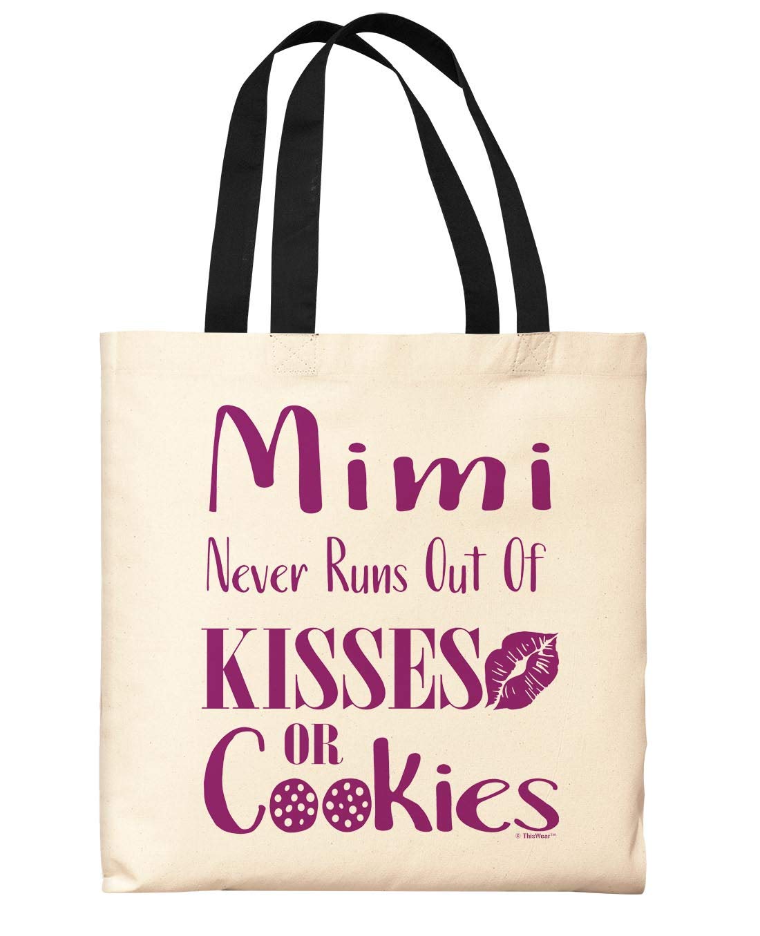 Mimi Never Runs Out Of Kisses And Cookies Canvas Tote Bag - Cute Reusable Shopping Bag for Groceries, Beach, Work & Daily Use