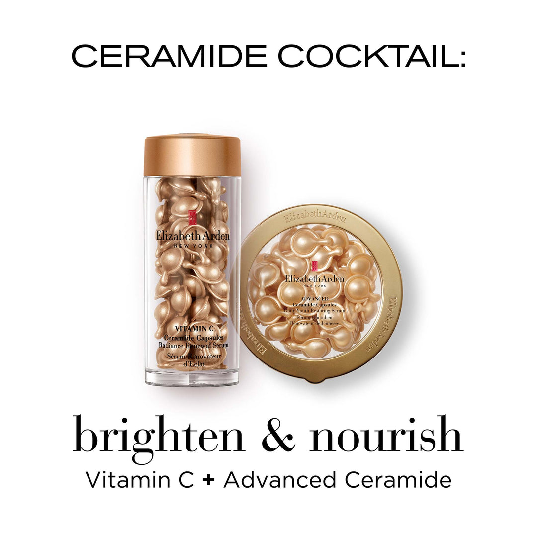 Vitamin C Ceramide Capsules & Radiance Renewal Serum Set - 120 Piece Anti-Aging Skincare for Glowing Skin - Perfect for Night Routine & Dry Skin Care