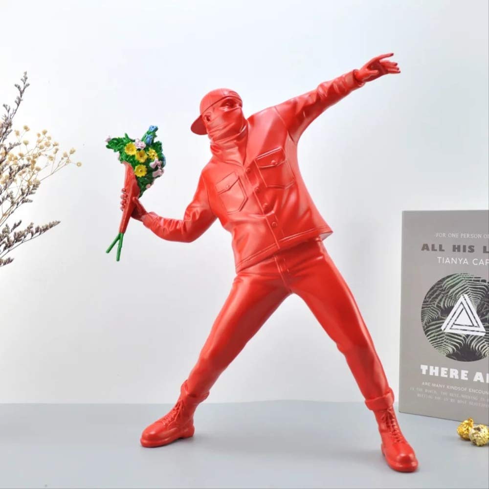 Banksy Flower Bomber Resin Figurine - England Street Art Sculpture Statue, Polystone Collectible Art Piece for Home & Office Decoration | Perfect Gift for Art Lovers & Urban Culture Enthusiasts