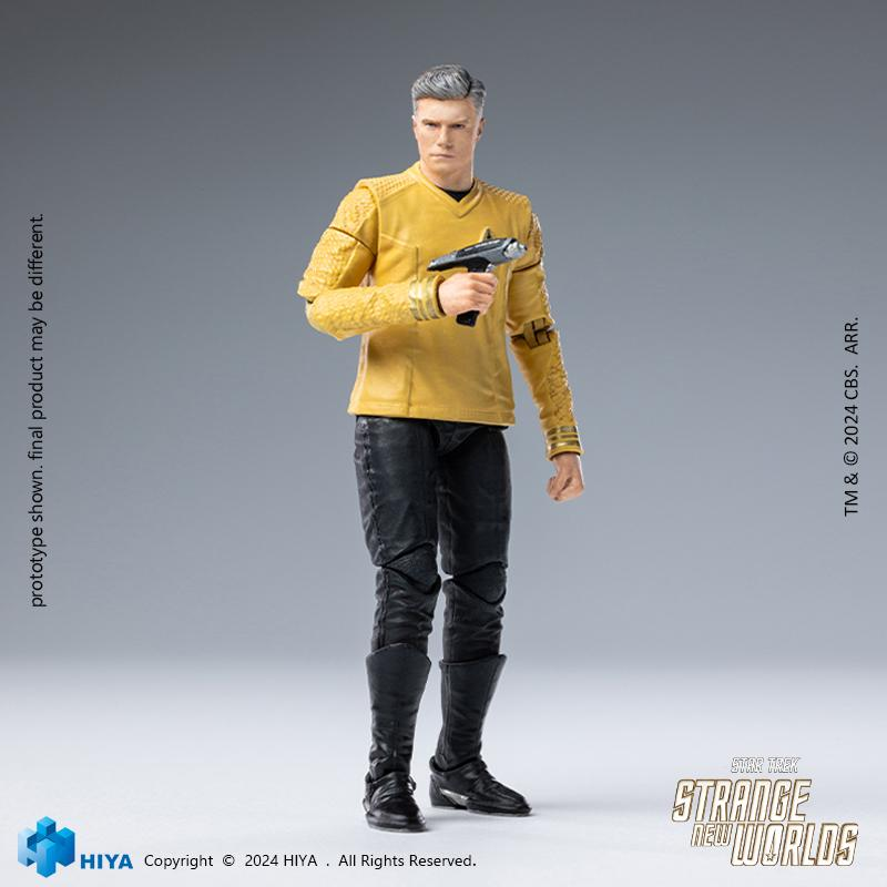 Pre Order 1/18 HIYA 4-Inch Action Figure - Exquisite Mini Series Star Trek Strange New Worlds Captain Pike Collectible Toy for Display & Sci-Fi Fans