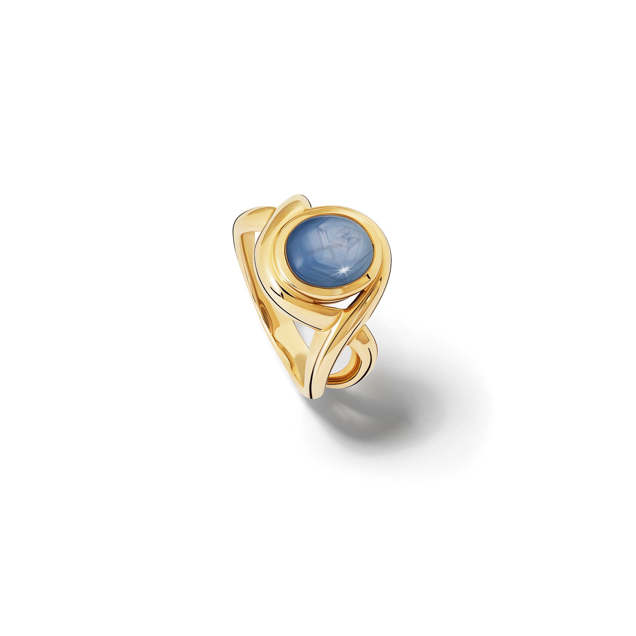 Severine Small Ring in 14K Yellow Gold with Natural Cabochon Star Sapphire - Elegant Jewelry for Women, Perfect for Weddings, Anniversaries & Special Occasions