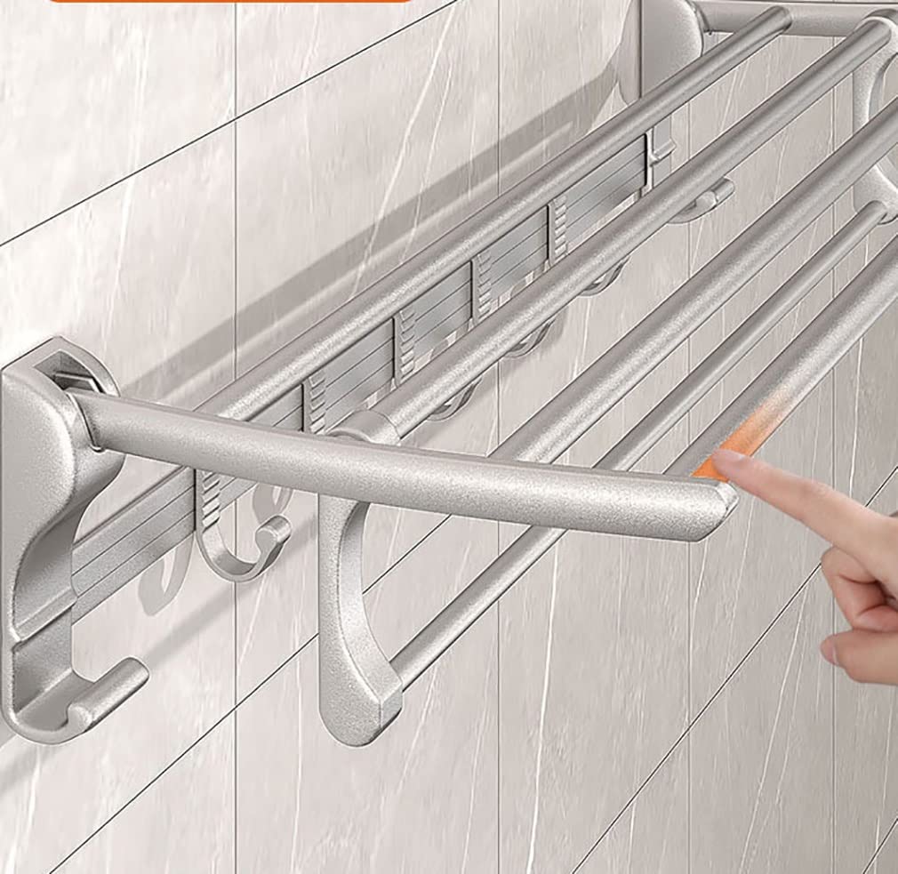 Stainless Steel Adjustable Double Towel Bar Rack - Modern Wall Mount Bathroom Organizer with Polished Finish (50cm, Silver) - Perfect for Hotels, Spas & Home Bathroom Storage