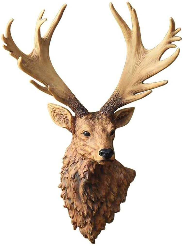 Handmade Resin Deer Head Wall Sculpture - Rustic Farmhouse Decor for Living Room, Bedroom & Home Wall Art | Unique Animal Wall Hanging for Cabin, Lodge & Western Style Interior Design