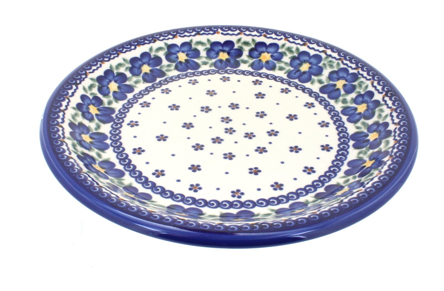 Handmade Blue Rose Polish Pottery Dinner Plate - Spring Blossom Floral Design - Elegant Ceramic Dish for Dining, Home Decor & Special Occasions