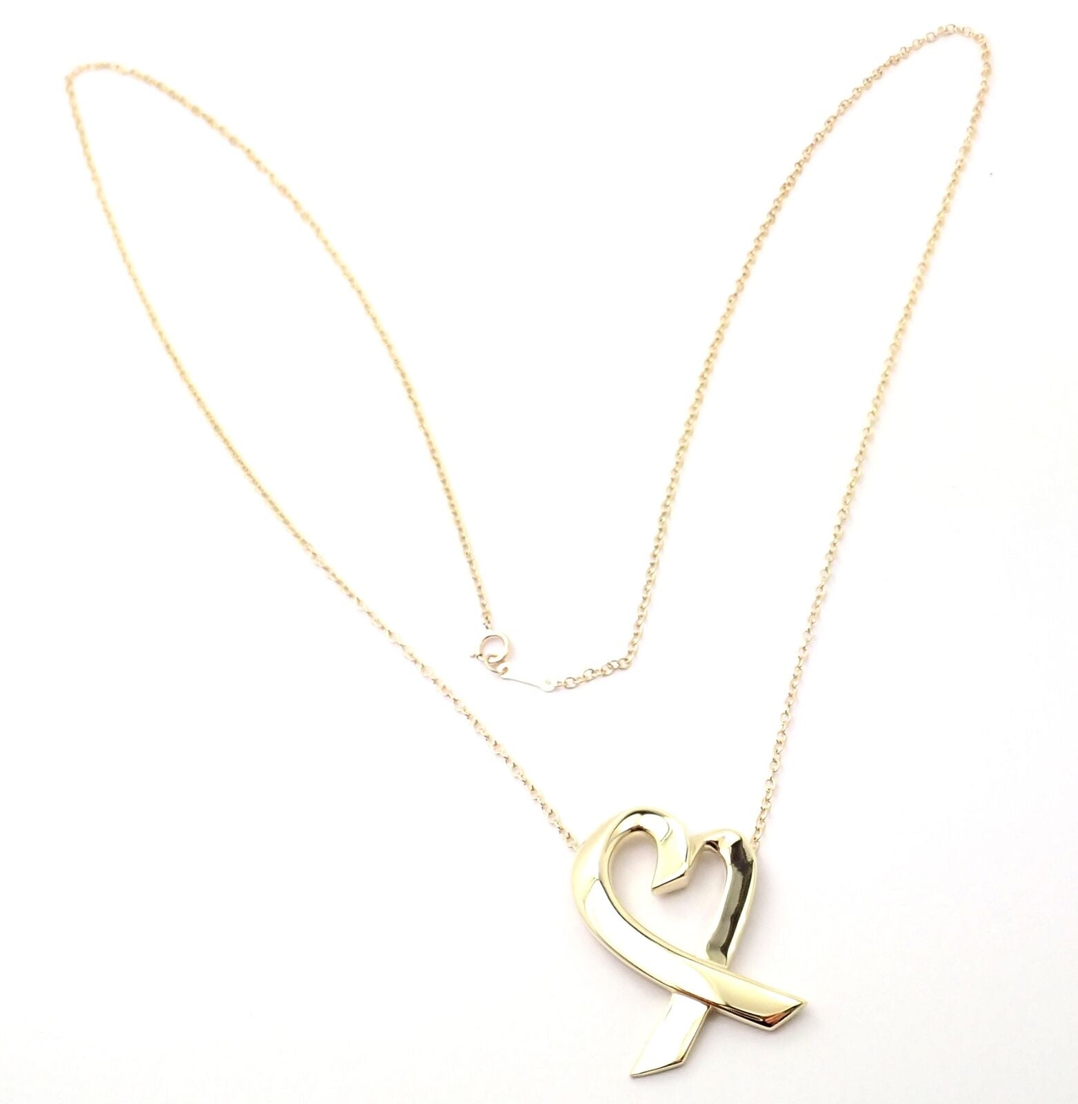Authentic Tiffany & Co Picasso 18k Yellow Gold Large Heart Pendant Necklace for Women - Elegant Jewelry Gift for Valentine's Day, Anniversary & Special Occasions