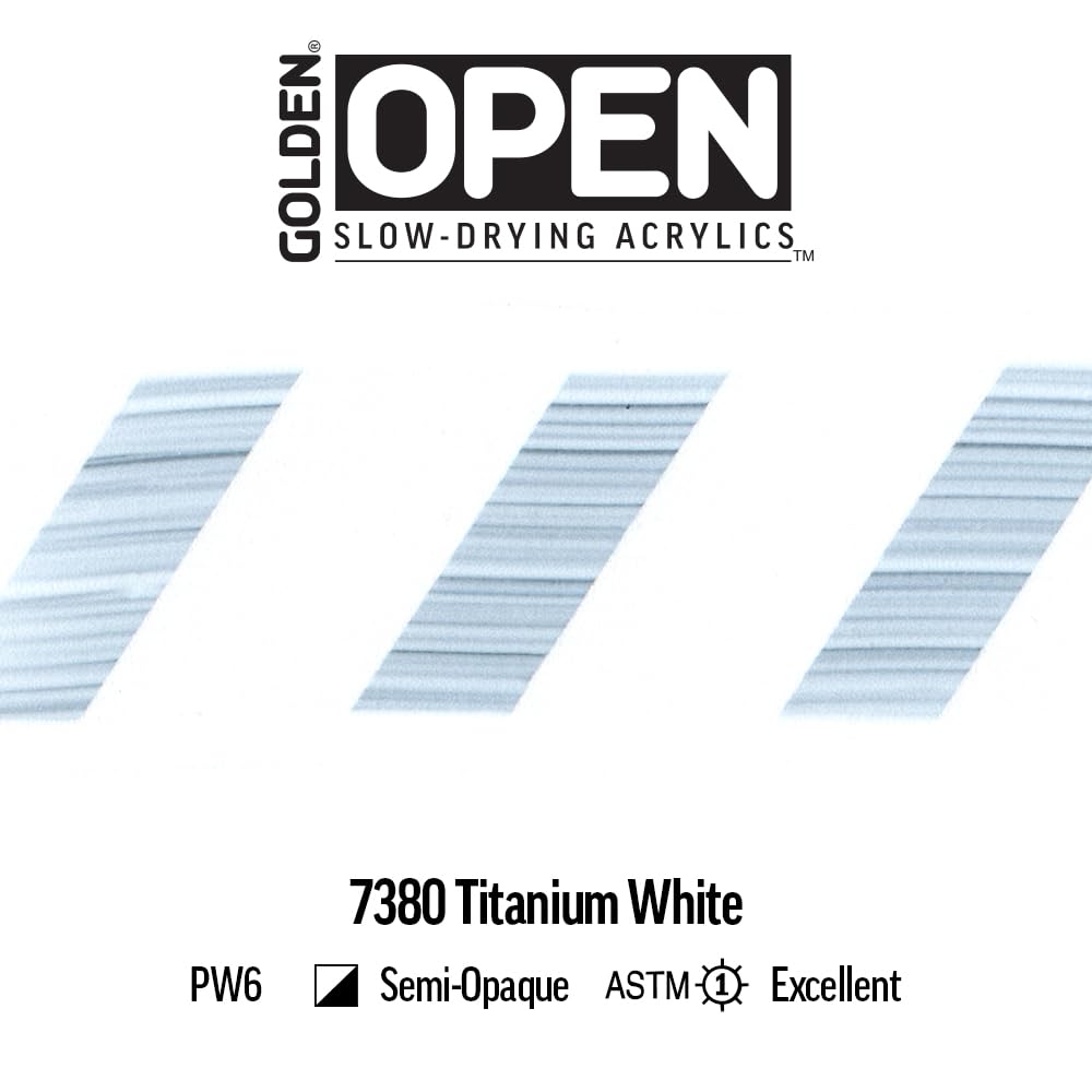 GOLDEN OPEN Slow-Drying Acrylic Paint - Titanium White (32 fl oz Jar) | Professional Semi-Opaque Acrylics for Artists | Perfect for Canvas Painting, Mixed Media & Studio Art