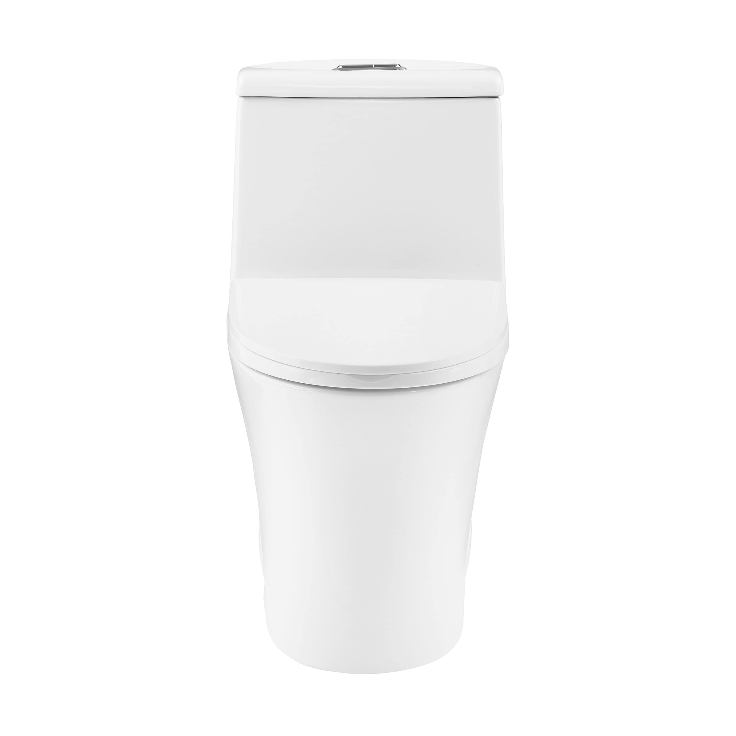 Hugo One Piece Elongated Dual Flush Toilet 1.1/1.6 GPF - Water Efficient Modern Bathroom Toilet for Home & Commercial Use