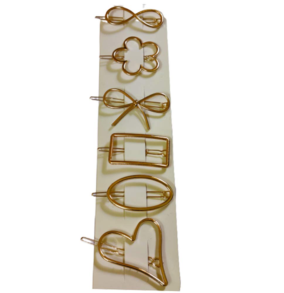 DMS RETAIL Hair Clips for Women - 6 Pack Hair Barrettes with Circle, Triangle, Flower Heart & Infinity Designs - Hair Accessories for Women & Girls - Perfect for School, Work, Parties & Everyday Styling