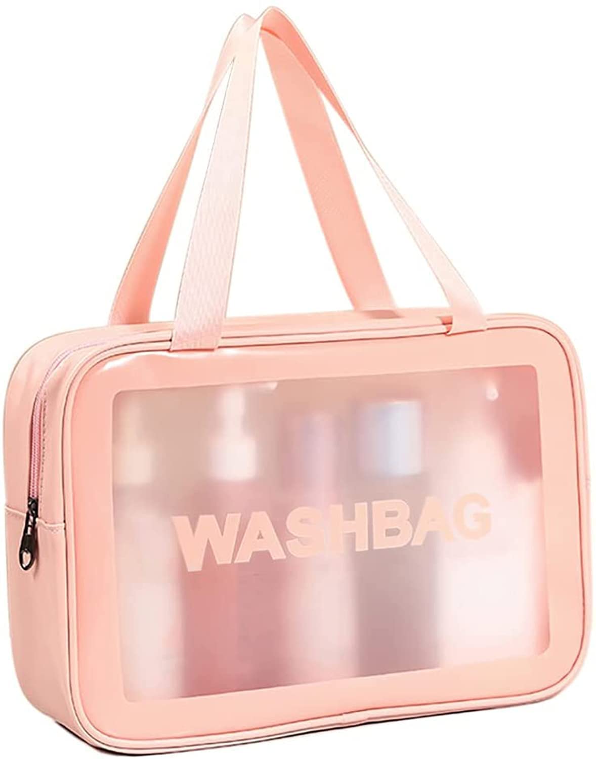 VENIVA Makeup Pouch Set - Waterproof Travel Toiletries Bag & Cosmetic Organizer Case for Women | Portable Wash Bag for Bathroom, Gym, Beach & Vacation (Pink, Large)