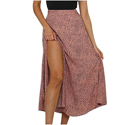 Elegant Pleated A-Line Women's Tennis Skirt with High Waist & Side Split - Flowy Loose Fit Printed Skirt for Casual Wear & Sports (Pink, XXL) - Perfect for Tennis, Running, Gym & Summer Outfits