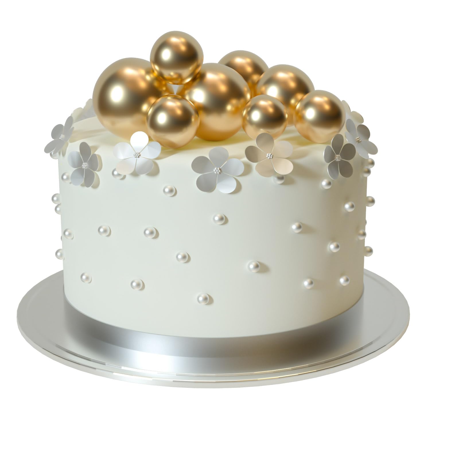 20 Pcs Gold Ball Cake Toppers - Mini Balloon Cake Decorations with Sticks for Christmas, Wedding, Birthday Parties - Perfect for Cupcakes, Desserts & Celebration Cakes