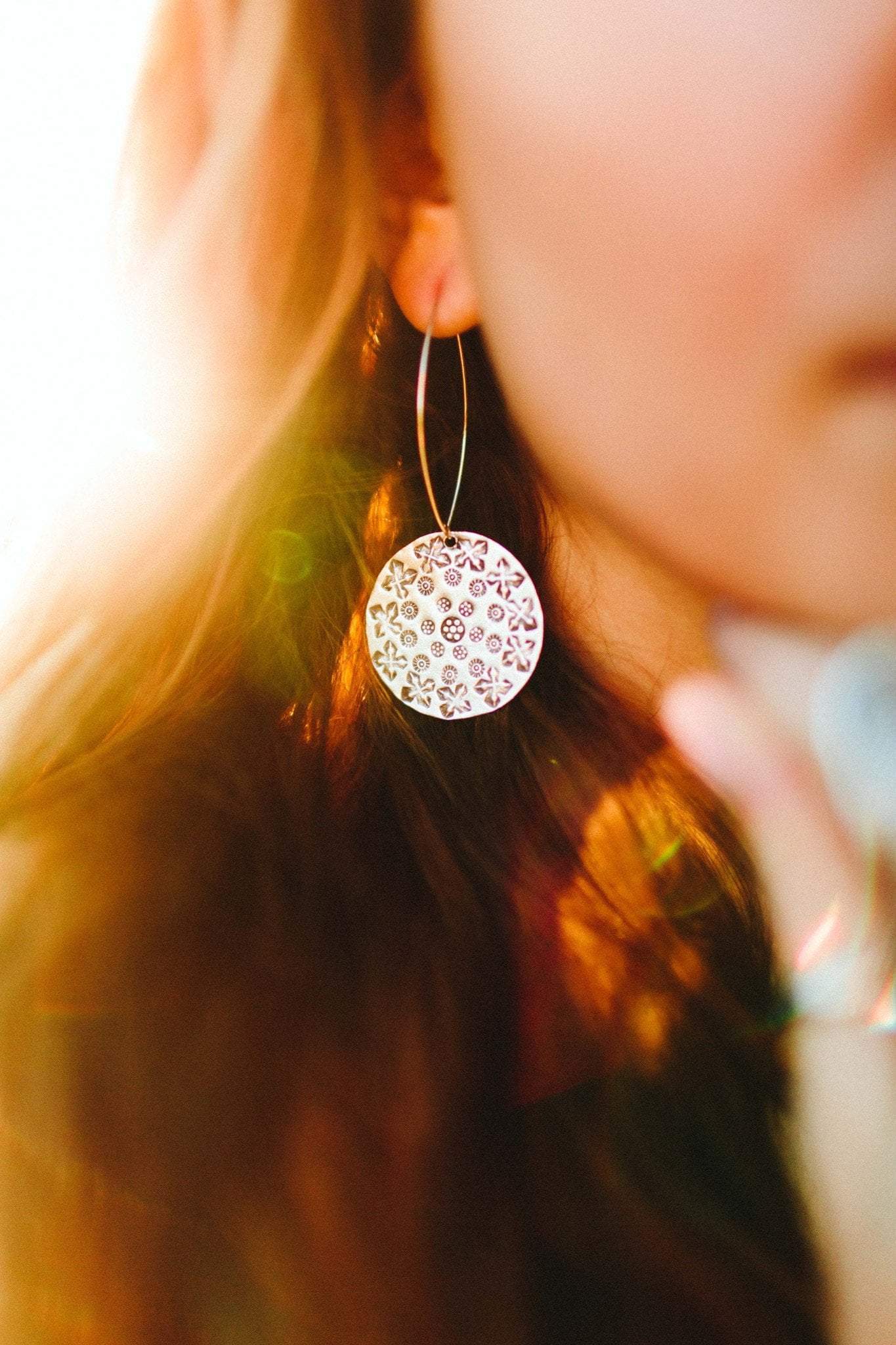 Authentic Hill Tribe Silver Stamped Circle Earrings | Handmade Tribal Jewelry for Women | Perfect for Boho Chic, Festival & Everyday Wear