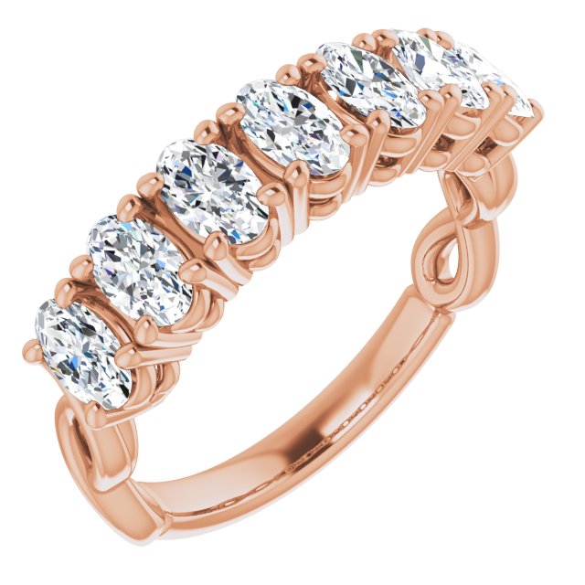1.47 Carat Oval Cut Diamond Wedding Band - 7 Stone Infinity Ring for Women, 14K White Gold Bridal Jewelry, Perfect for Engagement, Anniversary & Romantic Gifts