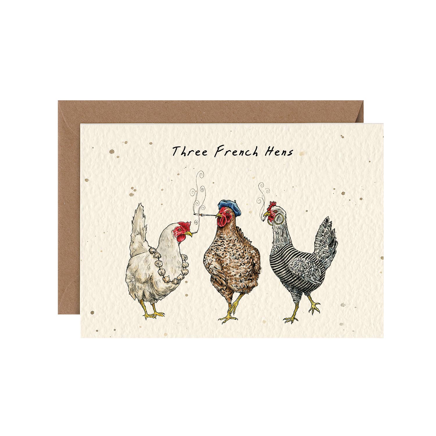 Three French Hens Greeting Card - Elegant Christmas Holiday Card for Friends & Family - Perfect for Festive Wishes, Holiday Decor & Seasonal Celebrations