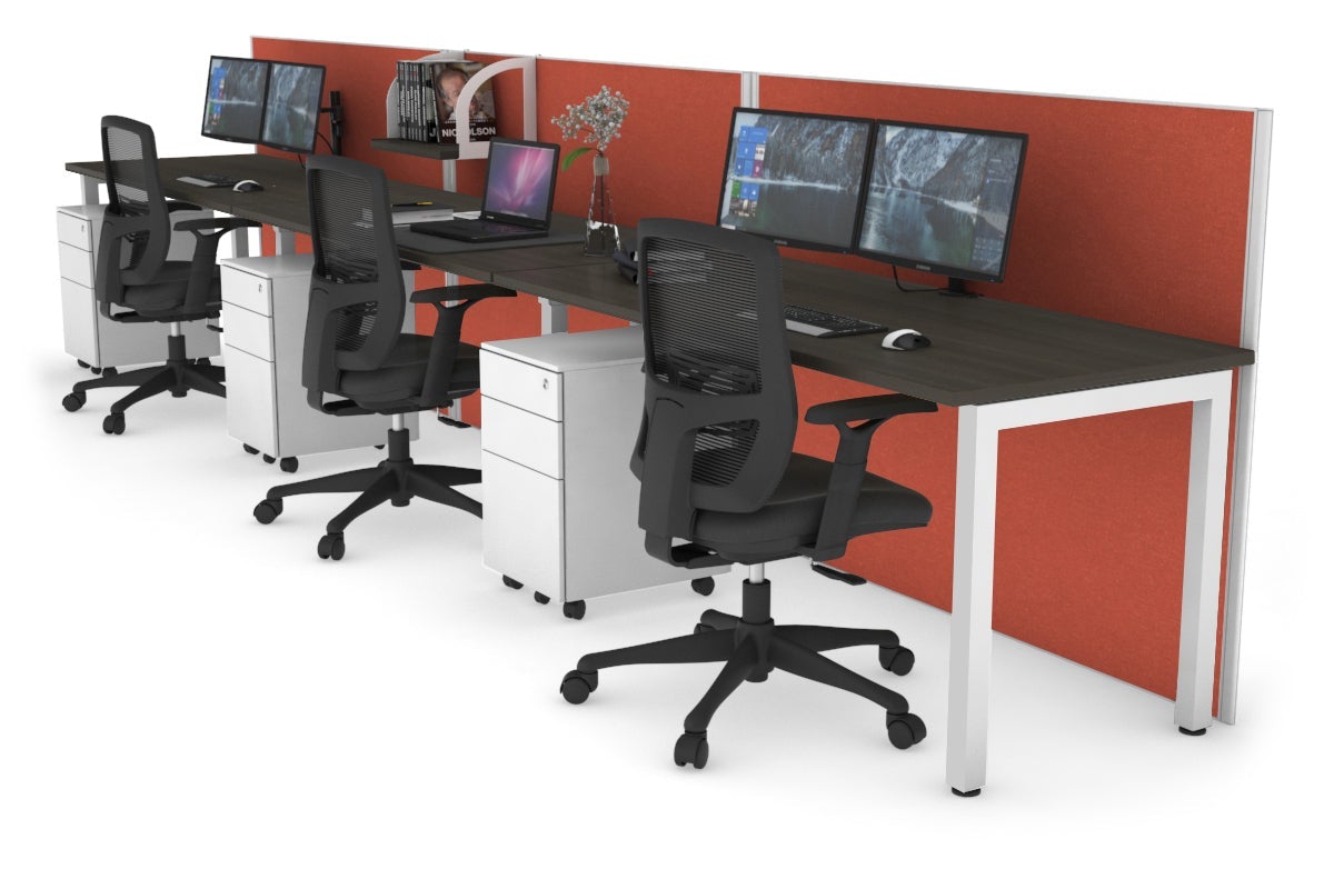Horizon Quadro 3-Person Office Workstation with Square Legs - 1400L x 700W Dimensions - Perfect for Collaborative Workspaces, Home Offices & Modern Business Environments