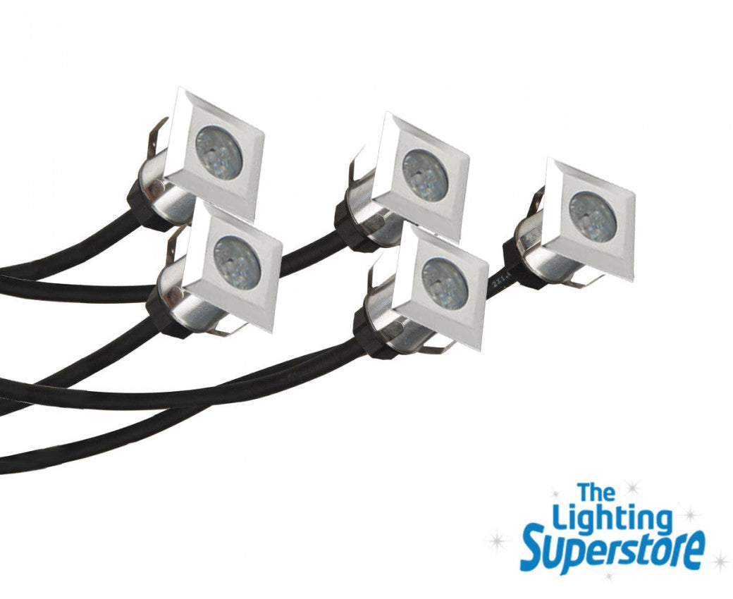 4143 5-Light Square Blue Deck Lighting Kit - Outdoor Patio, Garden & Stair Step Lights for Enhanced Safety & Ambience