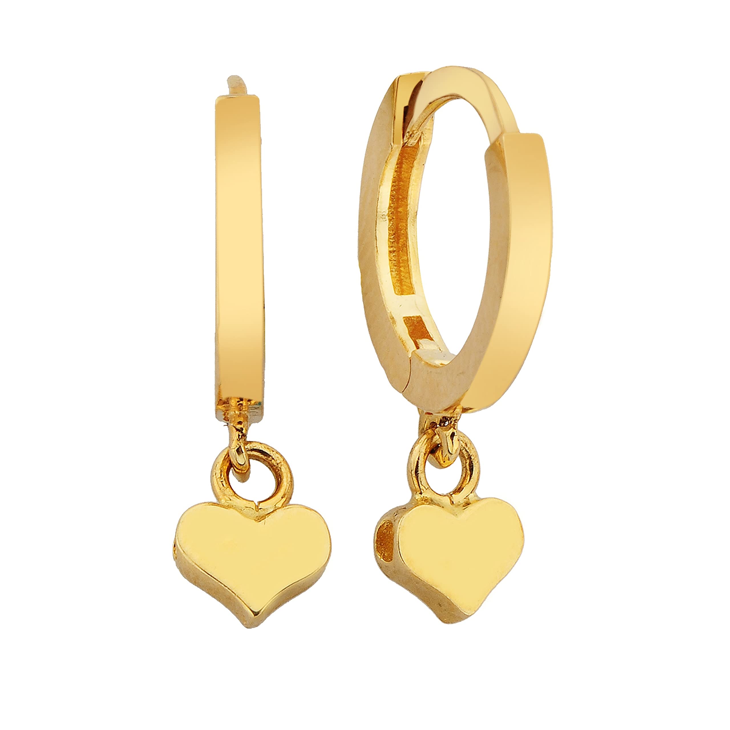 14K Solid Gold Dangle Drop Hoop Heart Earrings for Women - Elegant Valentine's Day, Birthday & Christmas Gift for Her, Mom or Girlfriend | Perfect for Date Nights, Weddings & Special Occasions