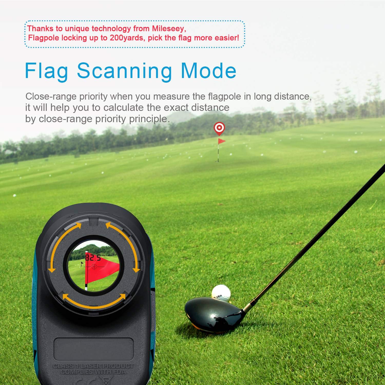 Mileseey Professional Golf Laser Rangefinder 660 Yards with Slope Compensation - Fast Flag Lock, 6X Magnification for Accurate Distance, Angle & Speed Measurement - Perfect for Golfing, Hunting & Outdoor Sports