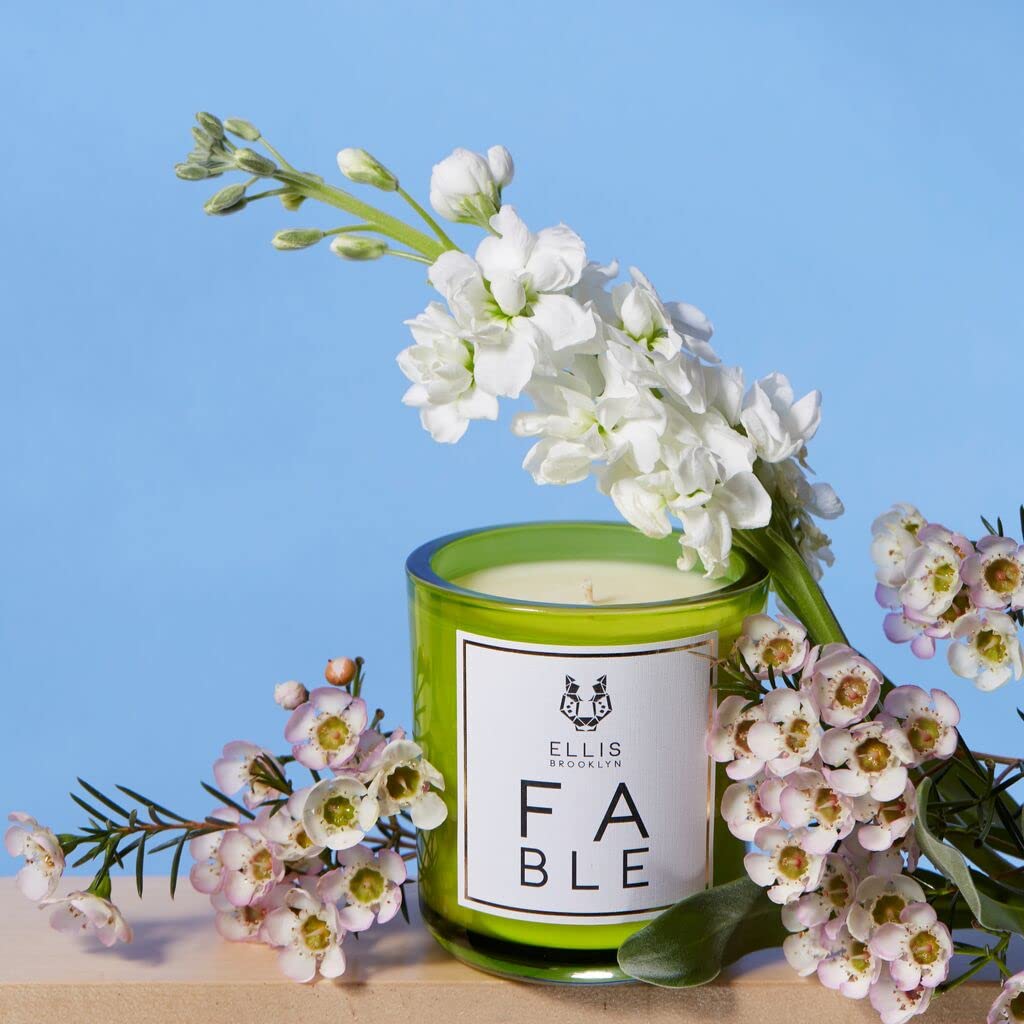 Ellis Brooklyn SALT Body Oil & FABLE Scented Candle Gift Set - Hydrating Moisturizer & Aromatic Soy Wax Candle for Relaxation, Spa, Bath & Home Decor