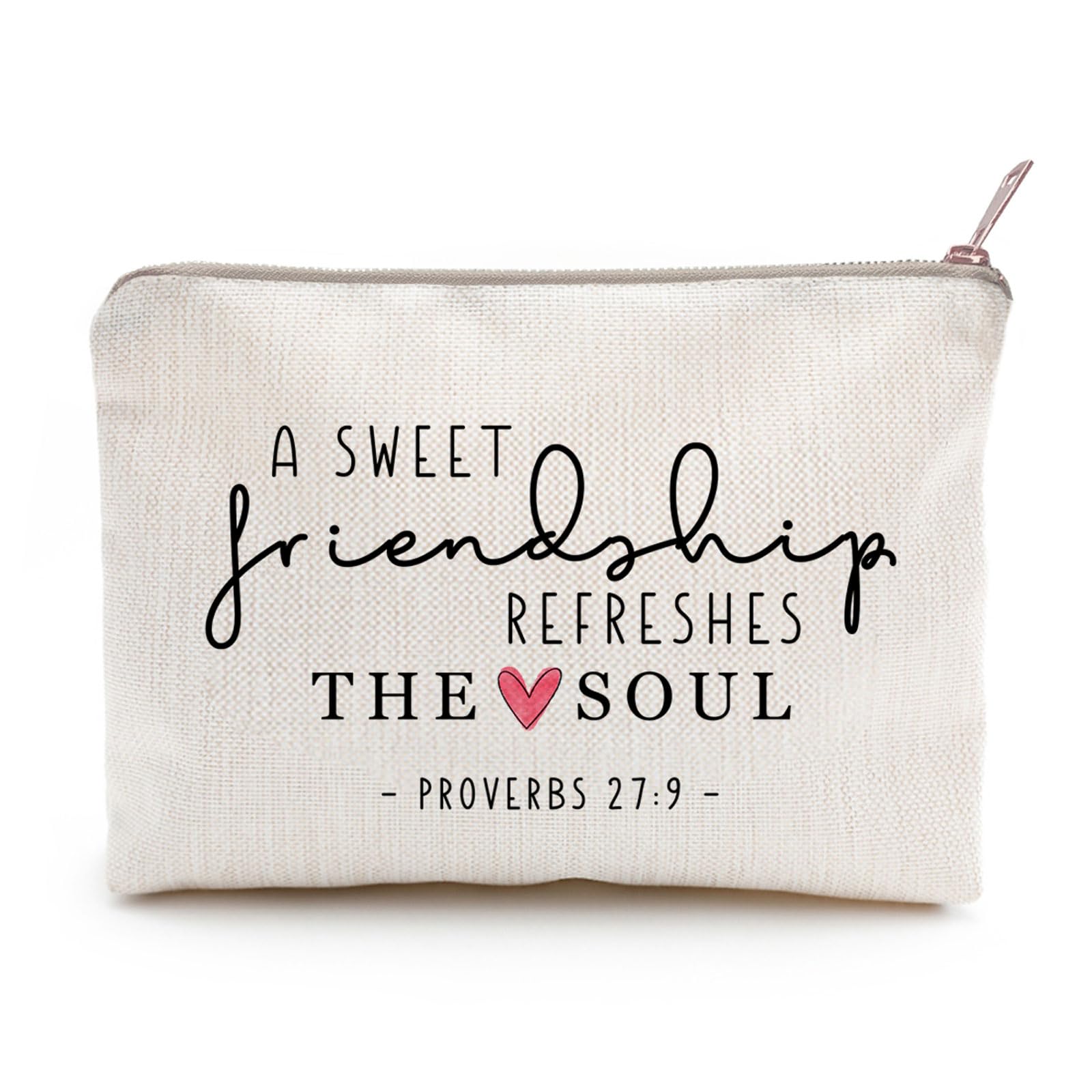 Christian Friendship Makeup Bag - Best Friend Gift for Birthday, Soul Refreshing Cosmetic Pouch - Perfect for Church Retreats, Bible Study & Girls' Night Out